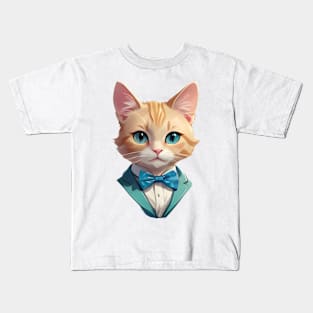 Fancy Cat with Bowtie no.7 Kids T-Shirt